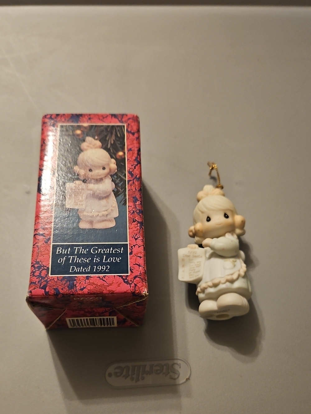 Precious Moments Porcelain "But The Greatest Of These Is Love" 1992 Ornament